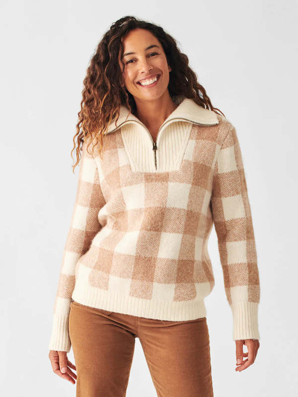 Faherty Saturday Pullover Sweater Meadow Buffalo Check Garmentory