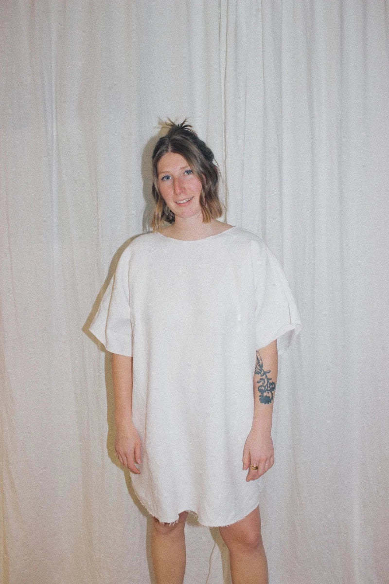 the general public Raw Crop Dress White Garmentory