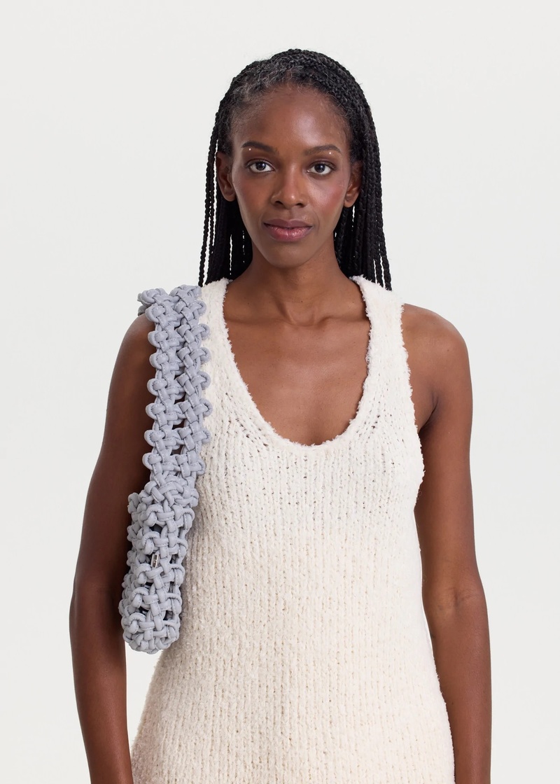 KARA Reflective Knot Armpit Zip Pouch Bag - Gray | Garmentory