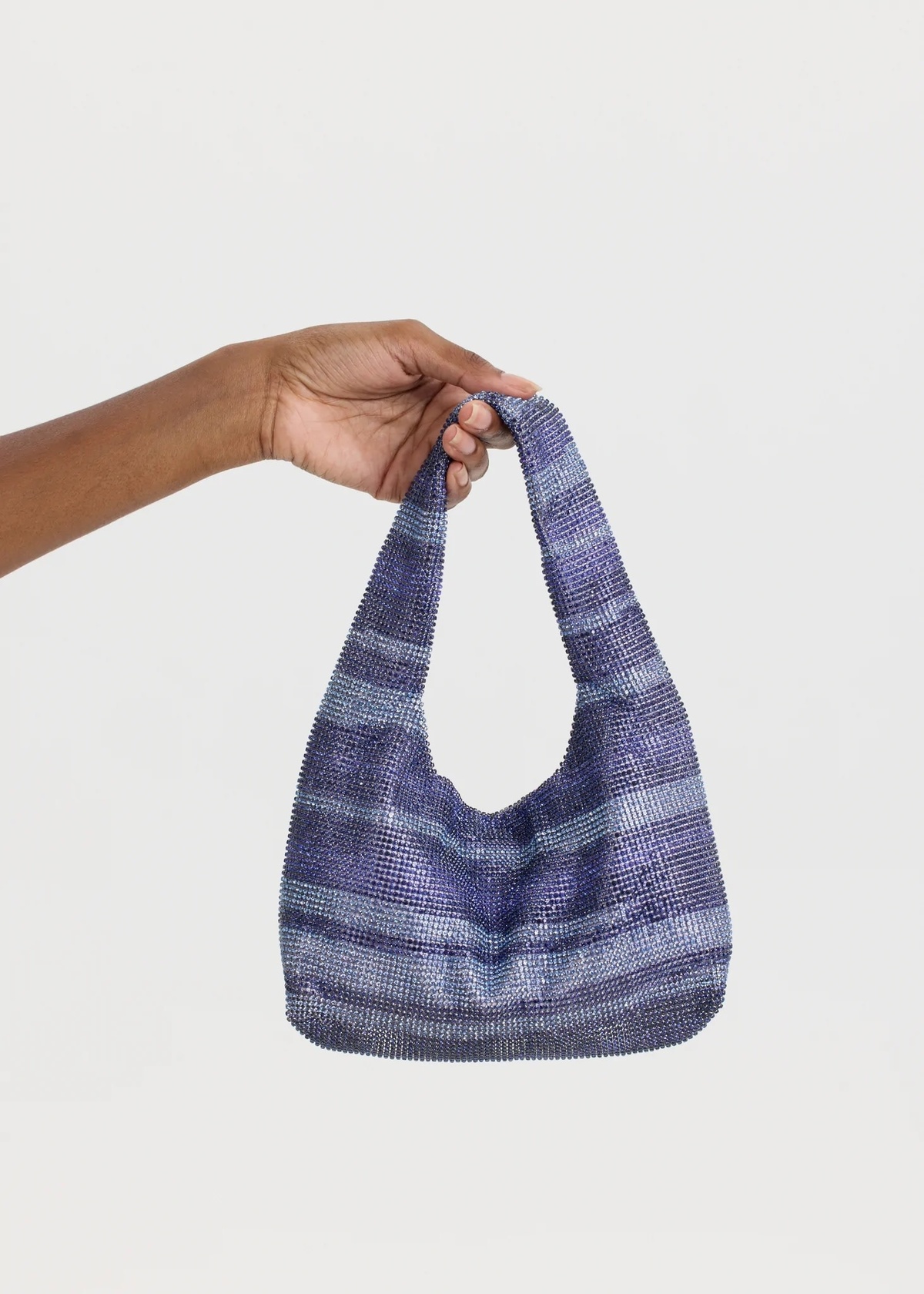 【関税込み】Kara パープル Crystal Mesh Armpit バッグ KARA Mini Crystal Mesh Armpit Bag - Purple Streak | Garmentory