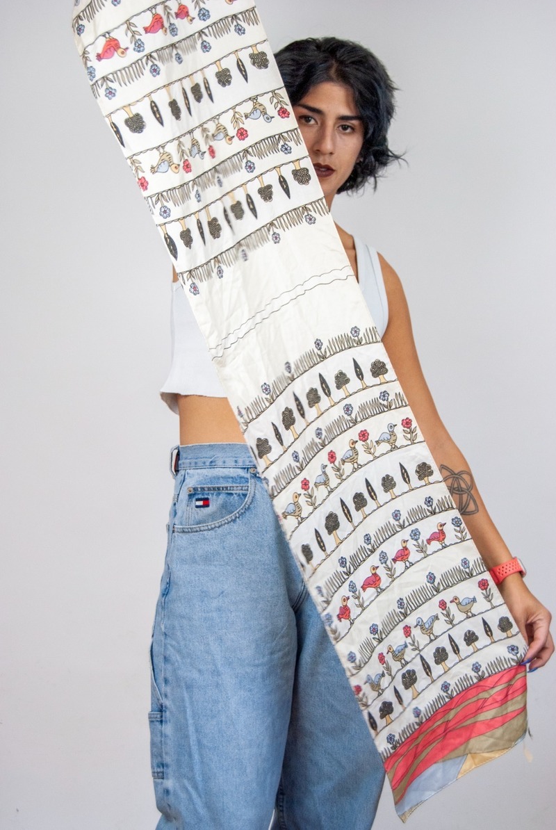 50s shalom of safed screen painted scarf | Garmentory