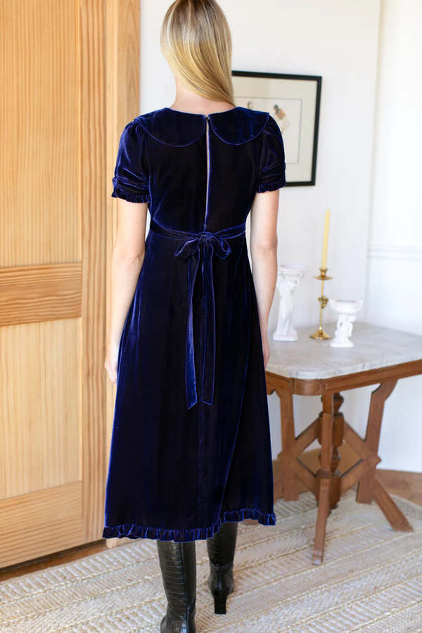 Emerson Fry Abella Silk Velvet Dress - Blue