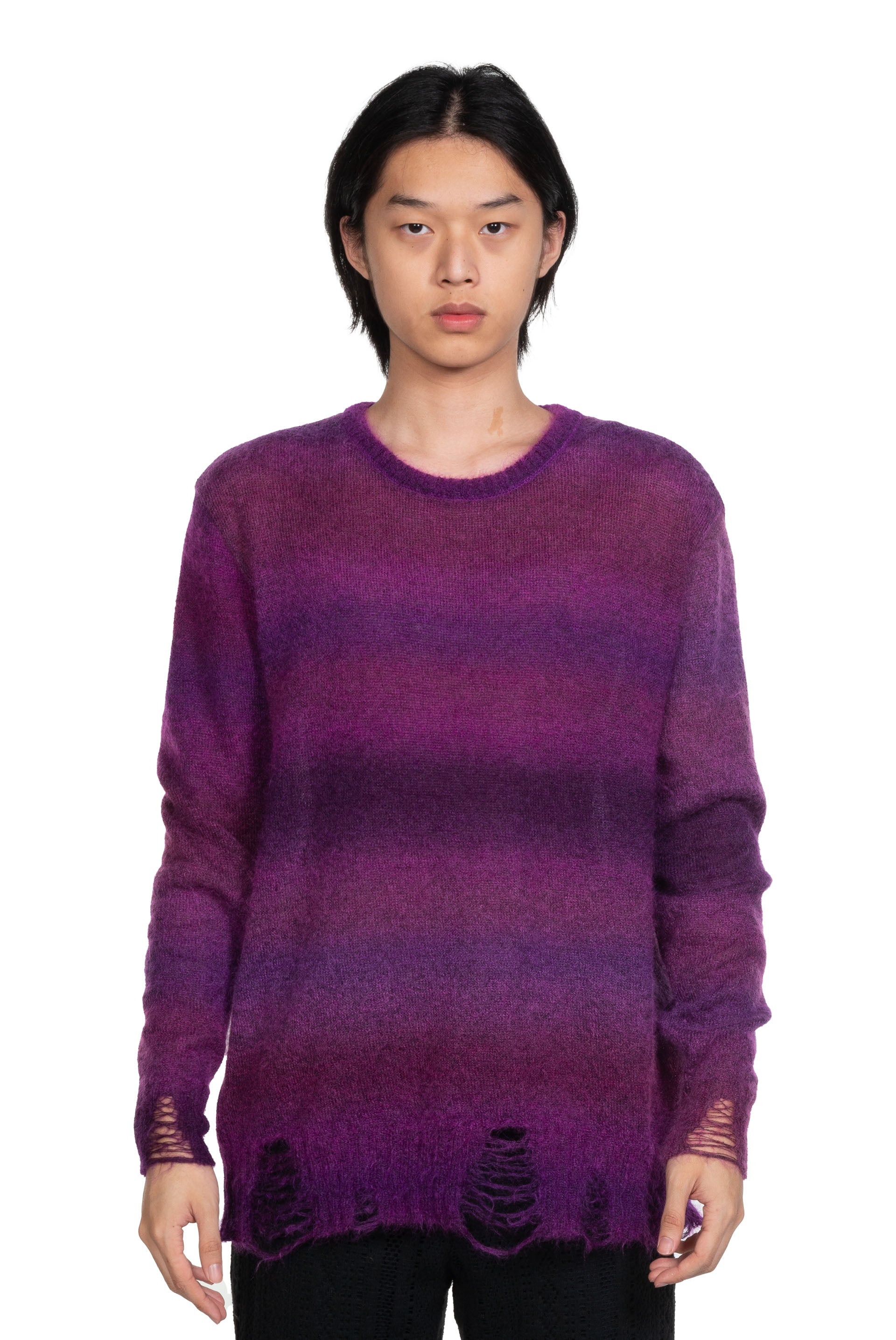 Song for the Mute Oversized Sweater - Striped Mohair Purple
