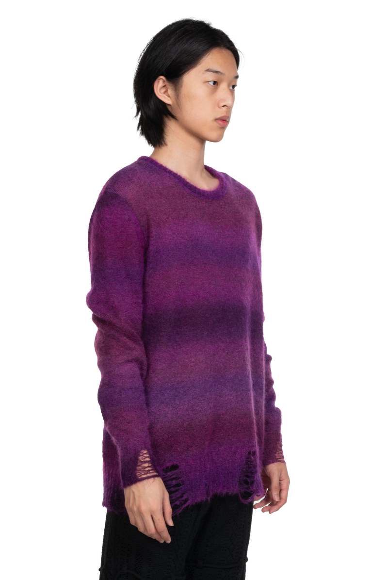 Song for the Mute Oversized Sweater - Striped Mohair Purple