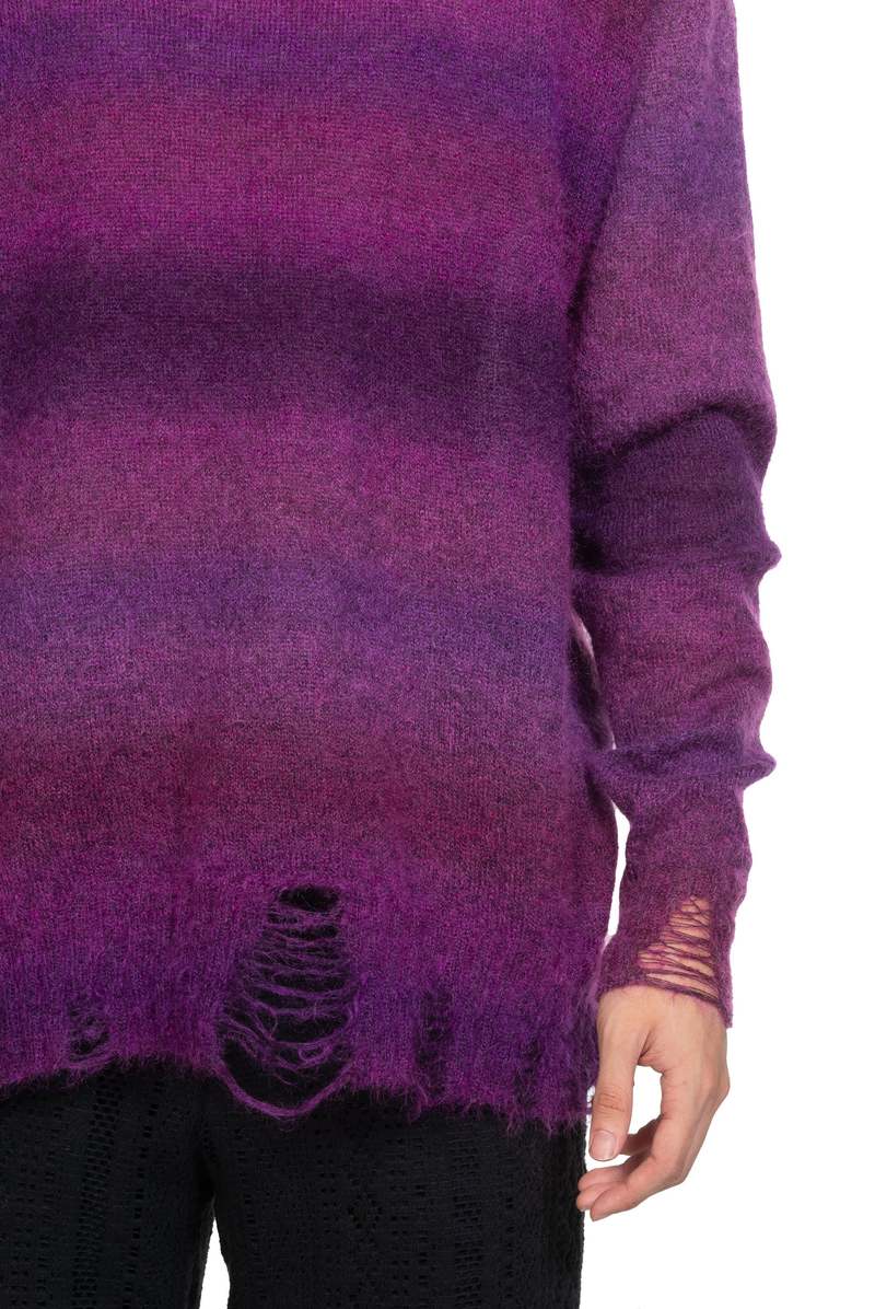 Song for the Mute Oversized Sweater - Striped Mohair Purple