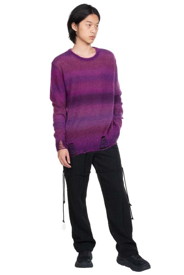 Song for the Mute Oversized Sweater - Striped Mohair Purple