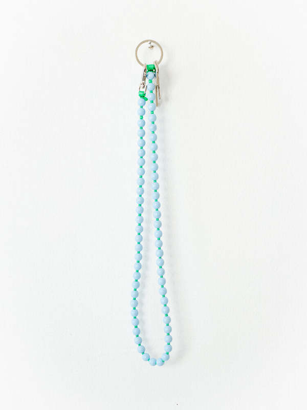 Ina Seifart Perlen Long Keychain in Light Grey/Neon Yellow