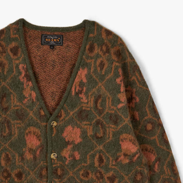 Beams Plus Botanical Mohair Cardigan - Olive | Garmentory