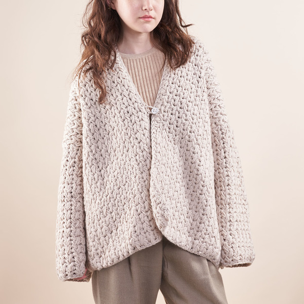 Maydi Oversized Merino Cardigan Crocheted Feather Stitch Maydi Oversized Merino Cardigan Crocheted Feather Stitch