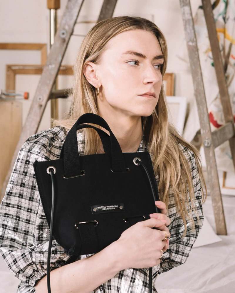 Vintage Kozha Numbers Blackout Canvas Utility Bag - Black
