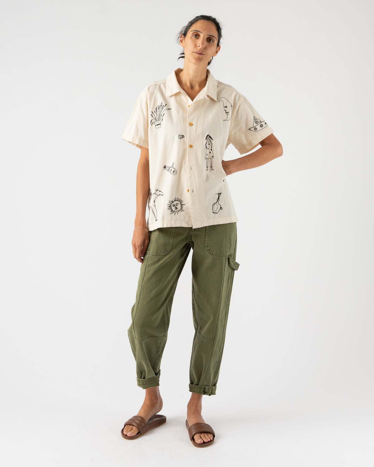 Samuel Zelig 刺繍　半袖シャツ Samuel Zelig Embroidered Camp Shirt | Garmentory