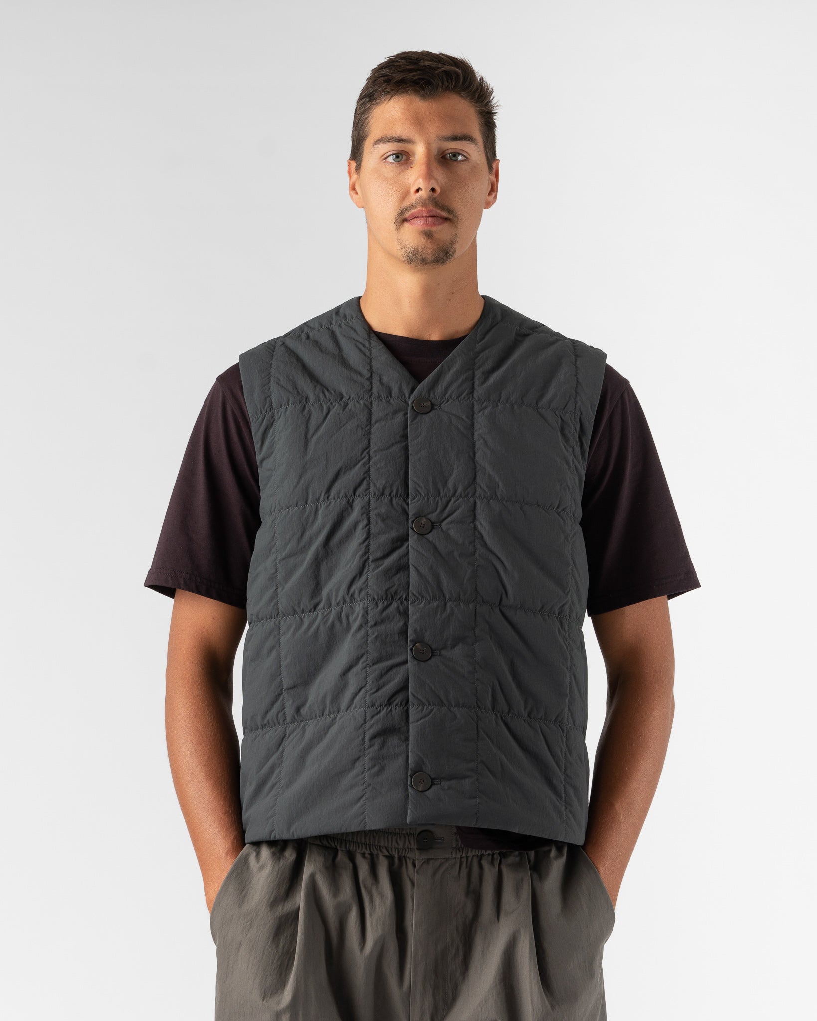Studio Nicholson Idaho Down Vest in Flint | Garmentory