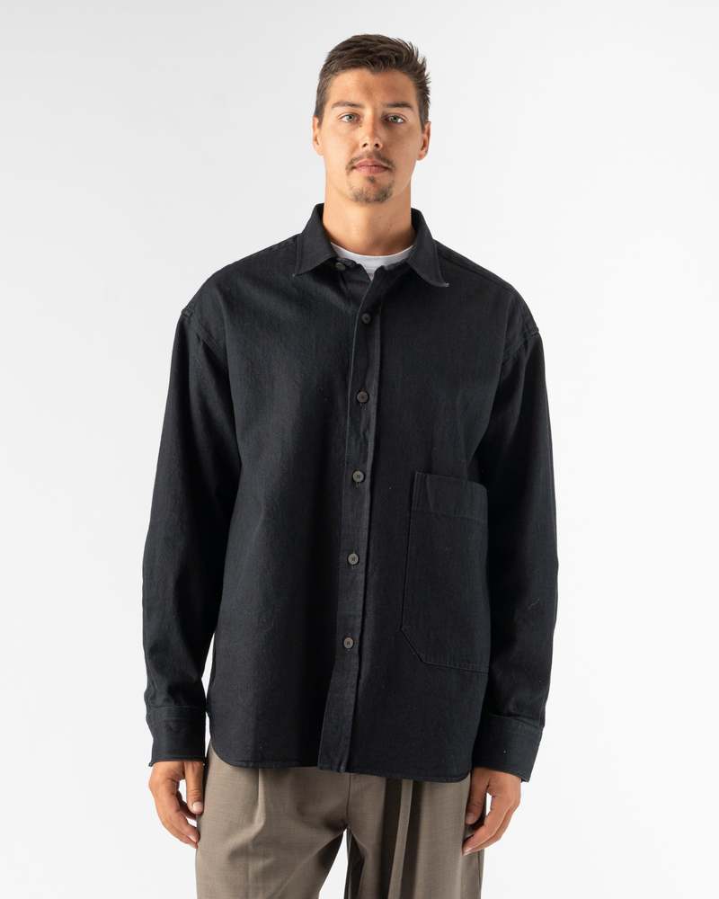 【Studio Nicholson】Denim Shirt in Black Studio Nicholson Prince Lightweight Denim Shirt in Black | Garmentory
