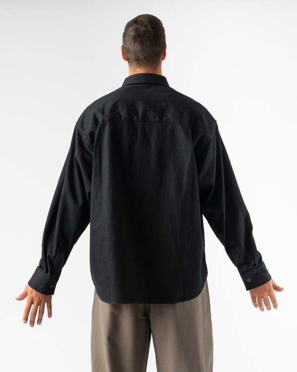 Studio Nicholson Prince Lightweight Denim Shirt in Black | Garmentory