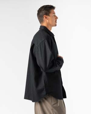 Studio Nicholson Prince Lightweight Denim Shirt in Black | Garmentory