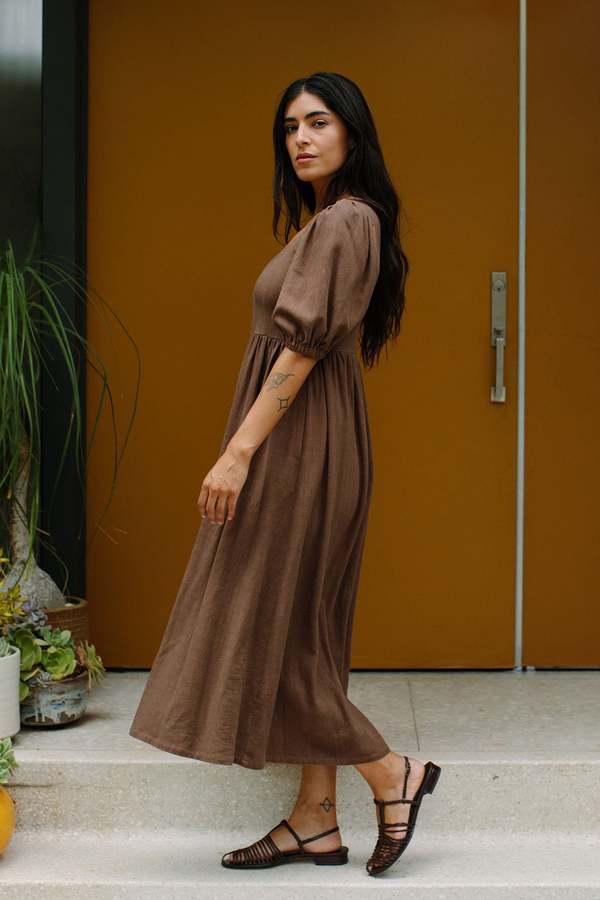 rachel pally midi dress Rachel Pally Linen Soleil Dress - Chocolate