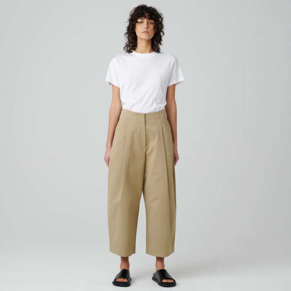 Studio Nicholson Dordoni Volume Pant in Cotton - Tan | Garmentory