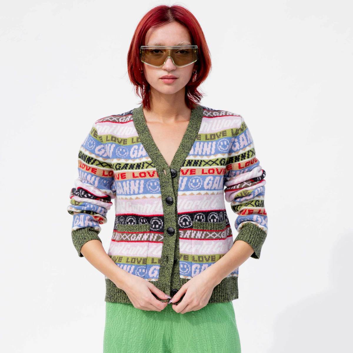 Ganni Graphic Cardigan - Multi | Garmentory