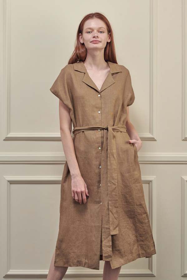 knee length dresses for ladies The Shirtdress in Linen main image 1