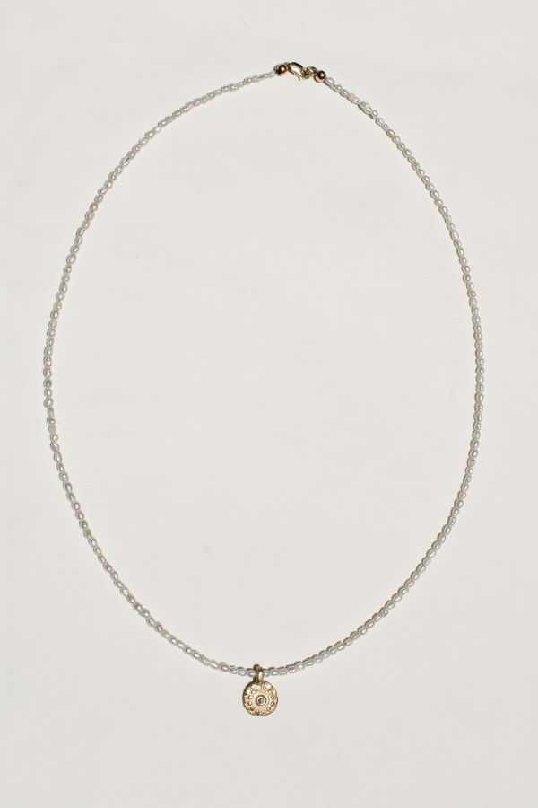 Takara Vata Pendant Charm w/ Rice Pearl Bead Necklace