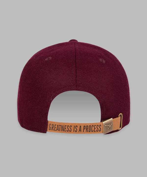 Paper Plane Original Crown Melton Wool And Leather Strapback Hat