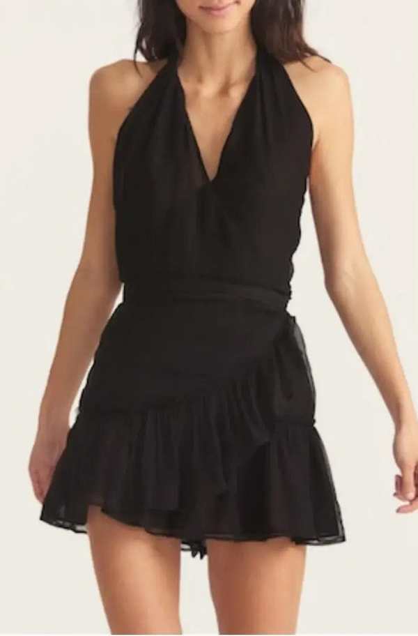 slim fit dress slacks Deanna Polka Dot Halter MiniDress- Women's Designer Luxury Dresses