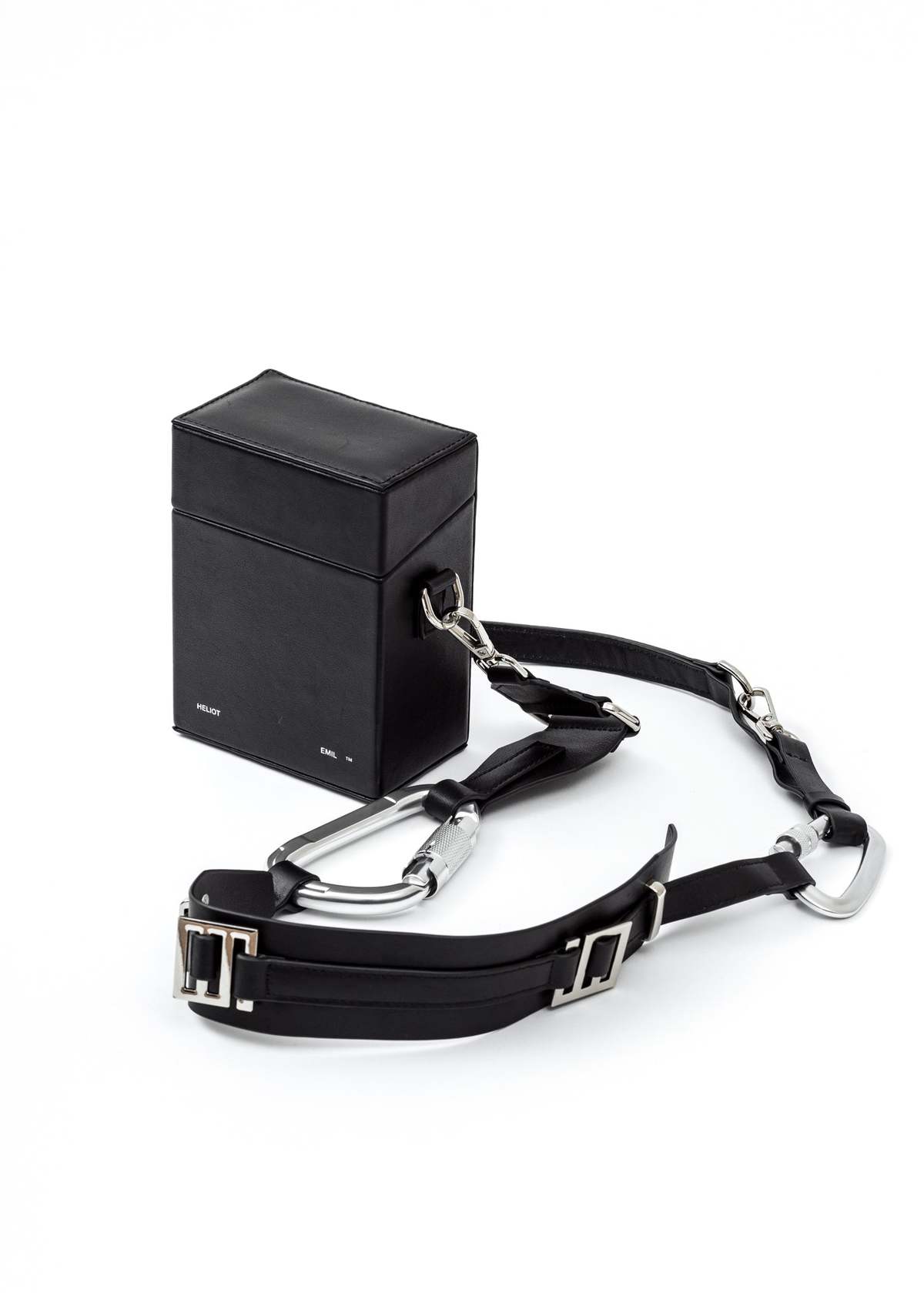 Black-Leather-Strap-Box-Bag-  