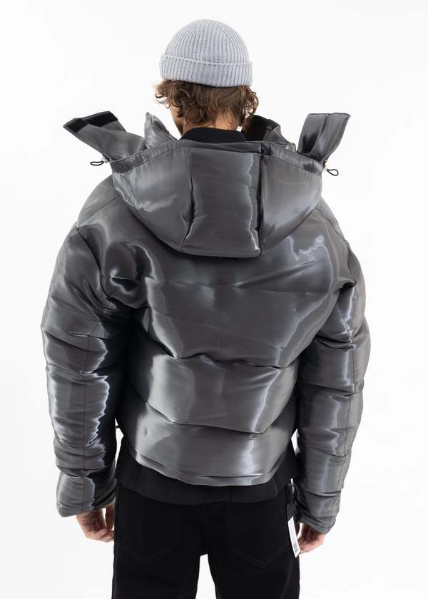 Heliot Emil Liquid Metal Down Jacket - Silver | Garmentory