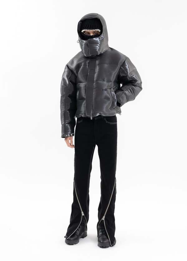 Heliot Emil Liquid Metal Down Jacket - Silver | Garmentory