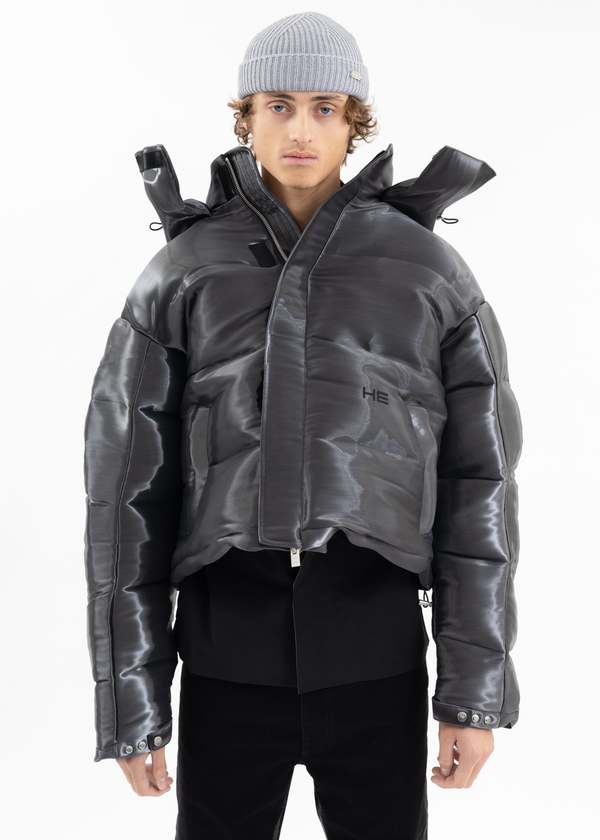 Heliot Emil Liquid Metal Down Jacket - Silver | Garmentory