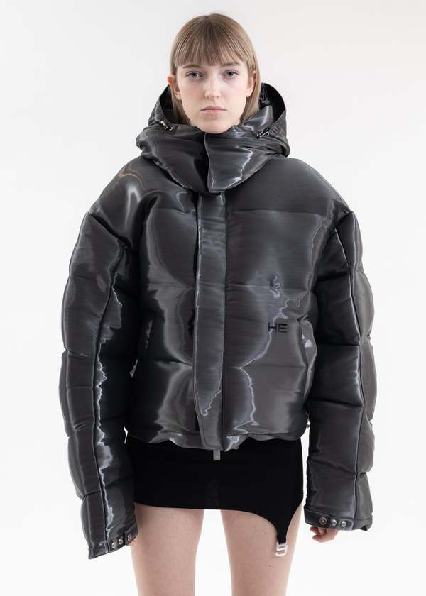 Heliot Emil Liquid Metal Down Jacket - Silver | Garmentory