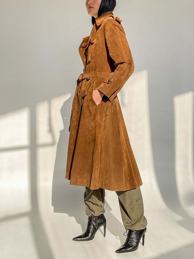 Suede Leather Trench Coat | Garmentory