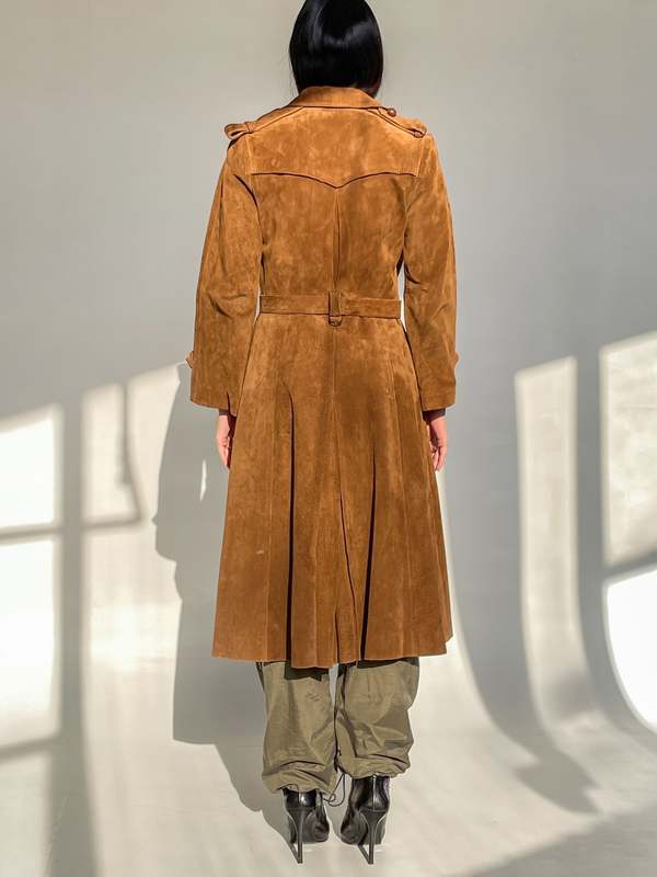 Suede Leather Trench Coat | Garmentory