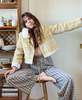 Vintage Ludlow Shearling Yellow Stripe Blanket Crop - yellow/taupe - Thumbnail 1