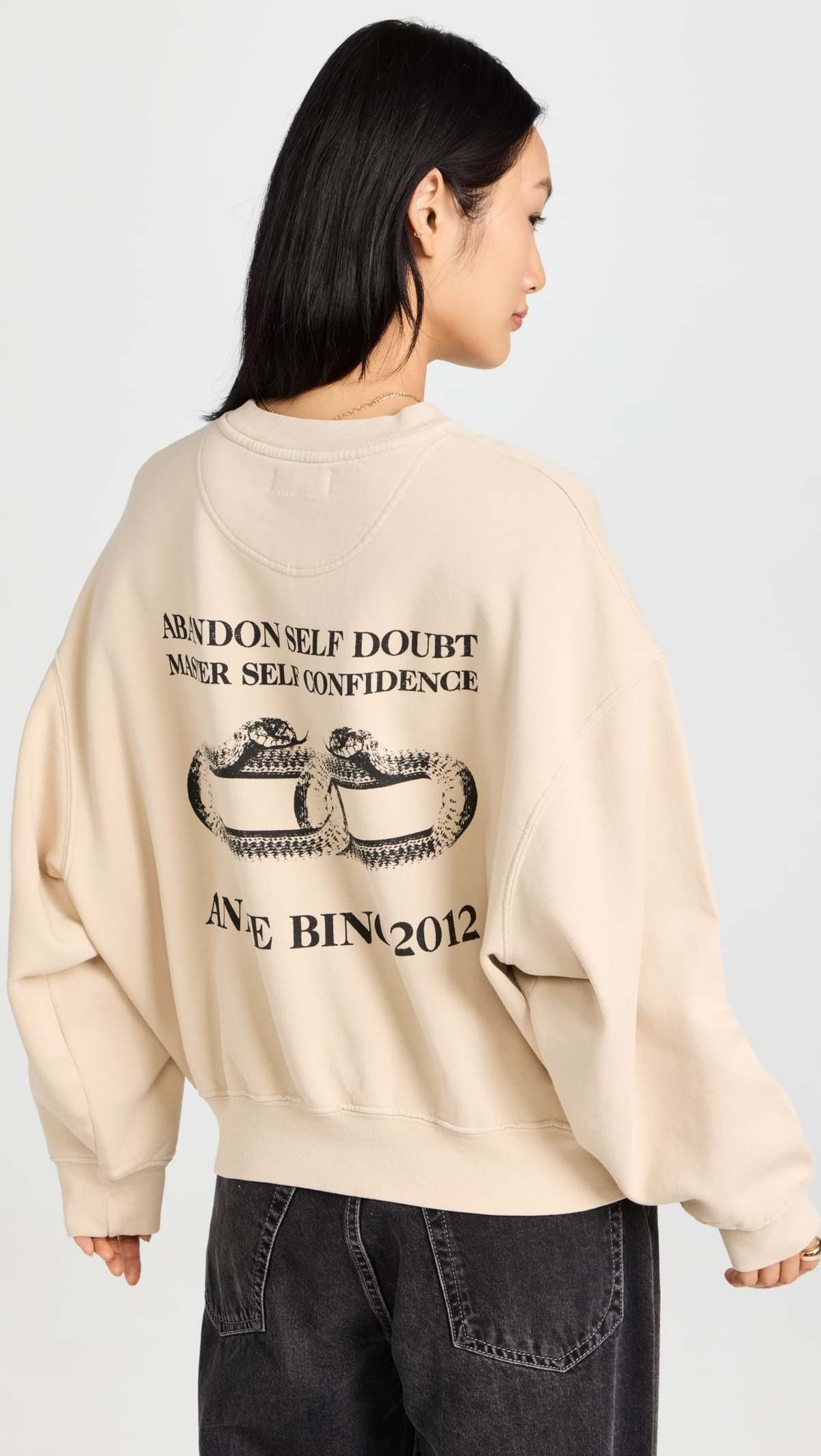 Anine Bing Leo Serpent Sweatshirt Sand Garmentory