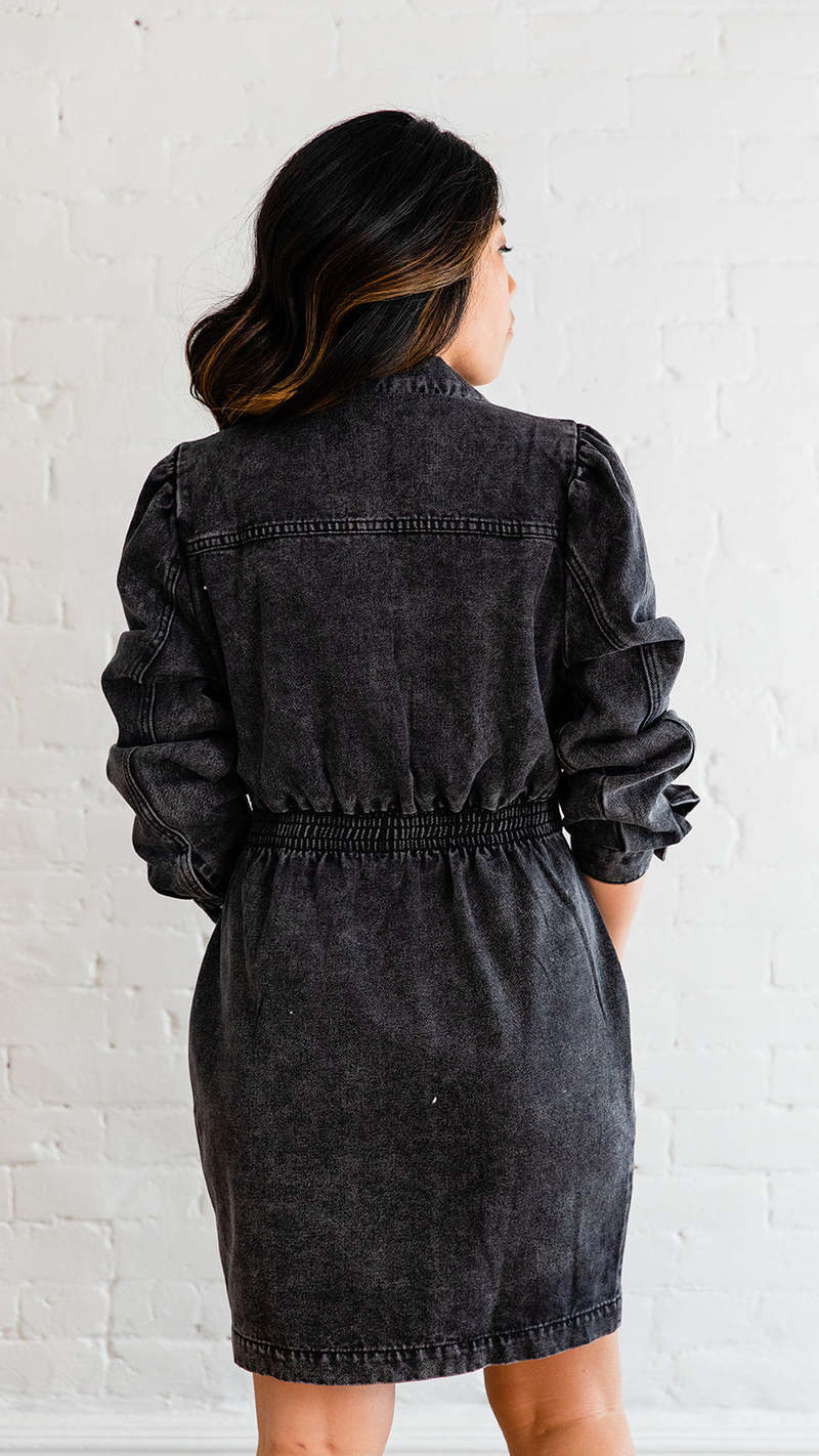 Gilli Roxy Denim Dress - Black | Garmentory Gilli Roxy Denim Dress - Black | Garmentory