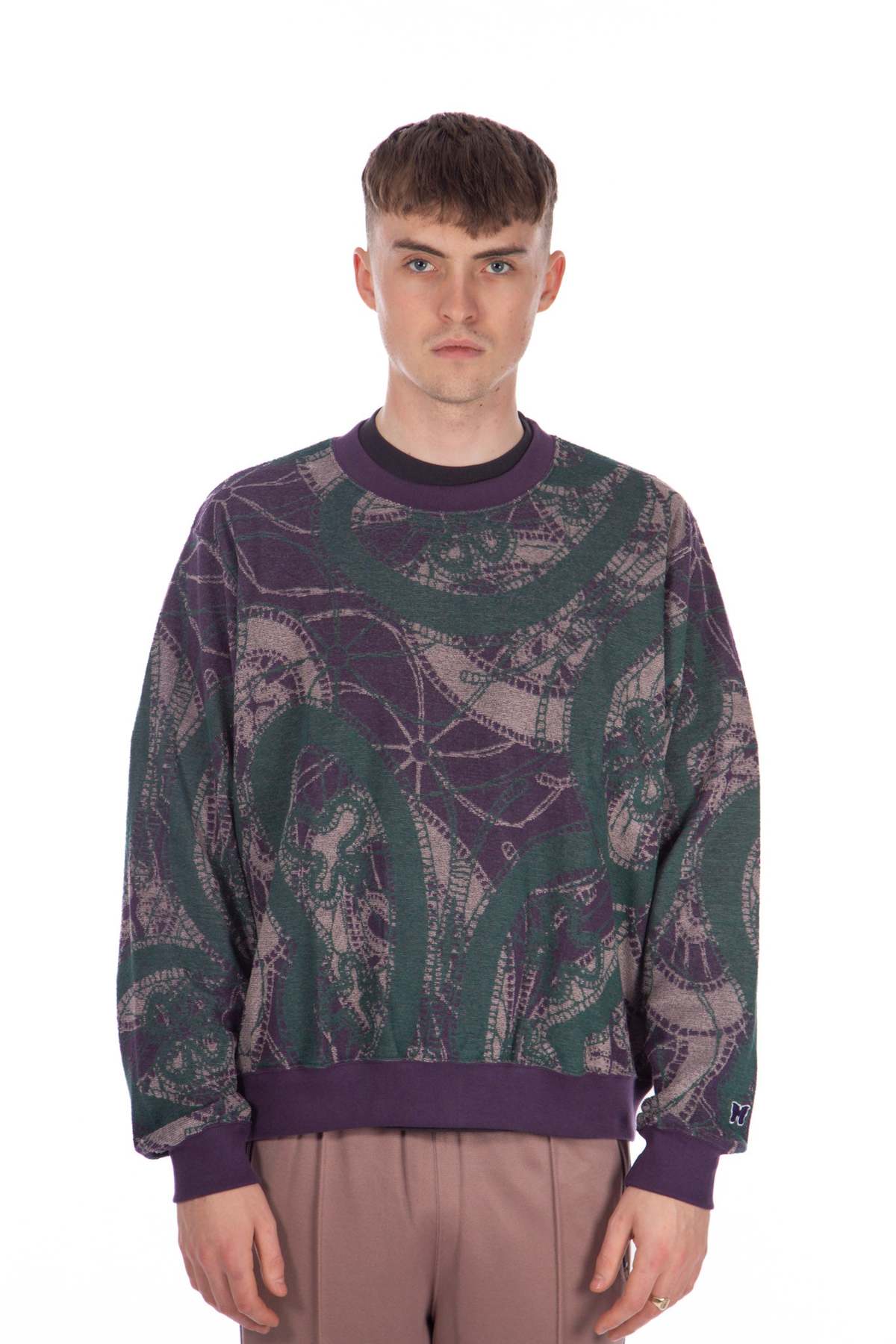 Needles Crew Sweat Shirt - Papillon Pile Jq/Purple | Garmentory