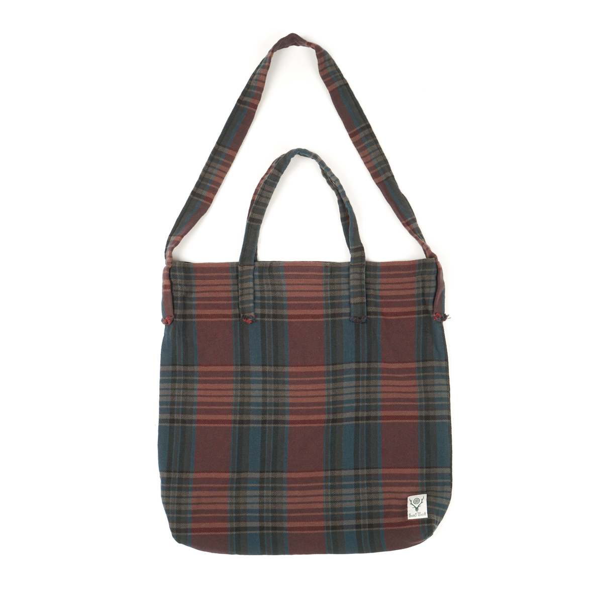 South2 West8 PLAID TWILL GROCERY BAG - RED/BLUE | Garmentory