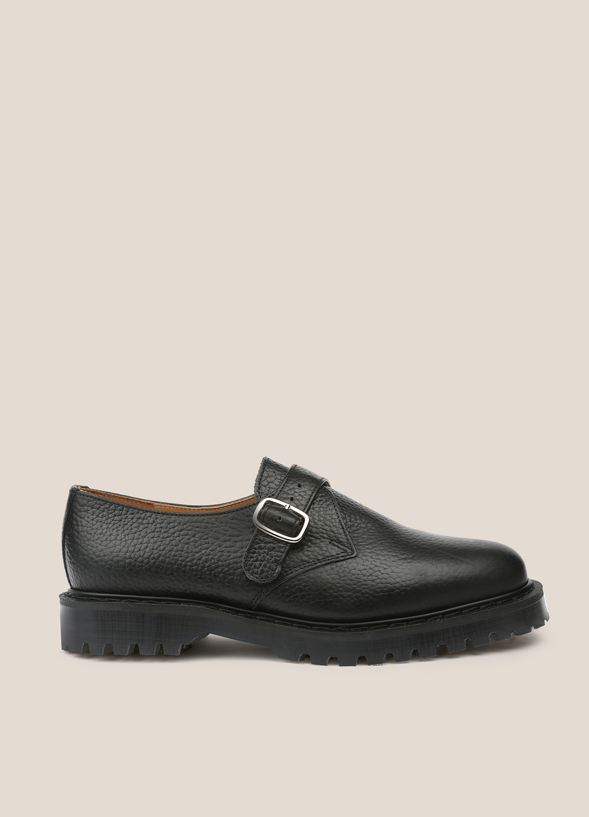 Solovair X YMC Womens Grain Leather Monk Shoes - Black