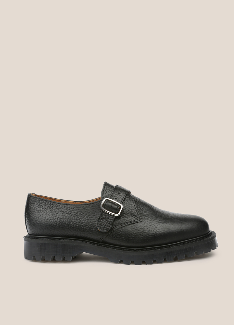 Solovair X YMC Mens Grain Leather Monk Shoes - Black