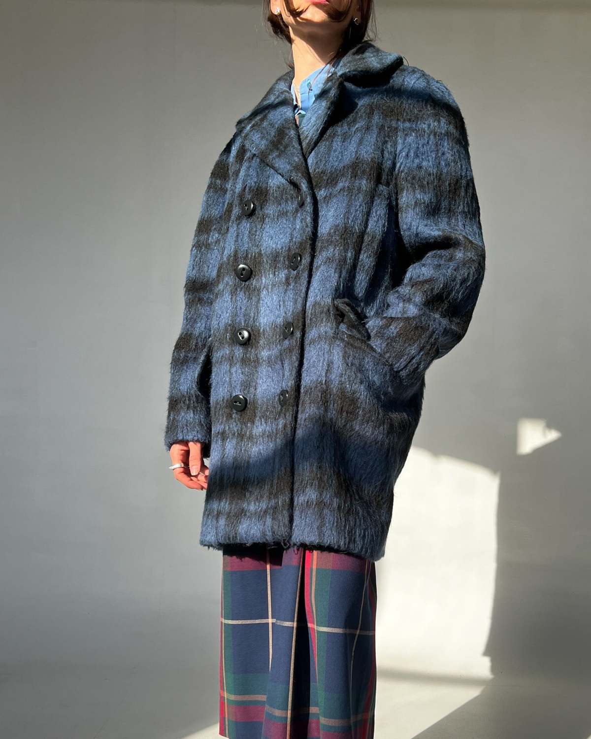 Coach Mohair Coat Blue Plaid Garmentory