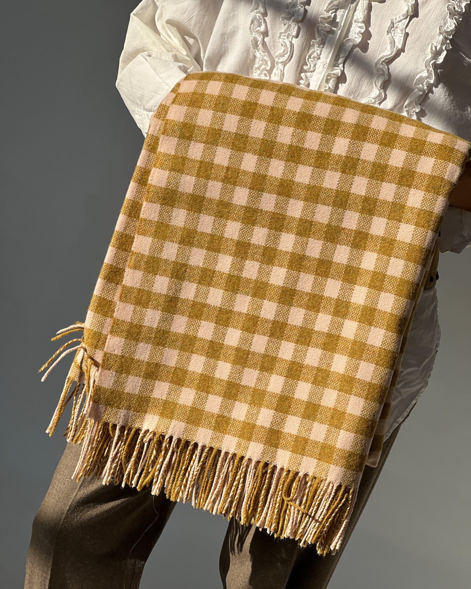 Piglet Wool Blanket Ochre Gingham Garmentory
