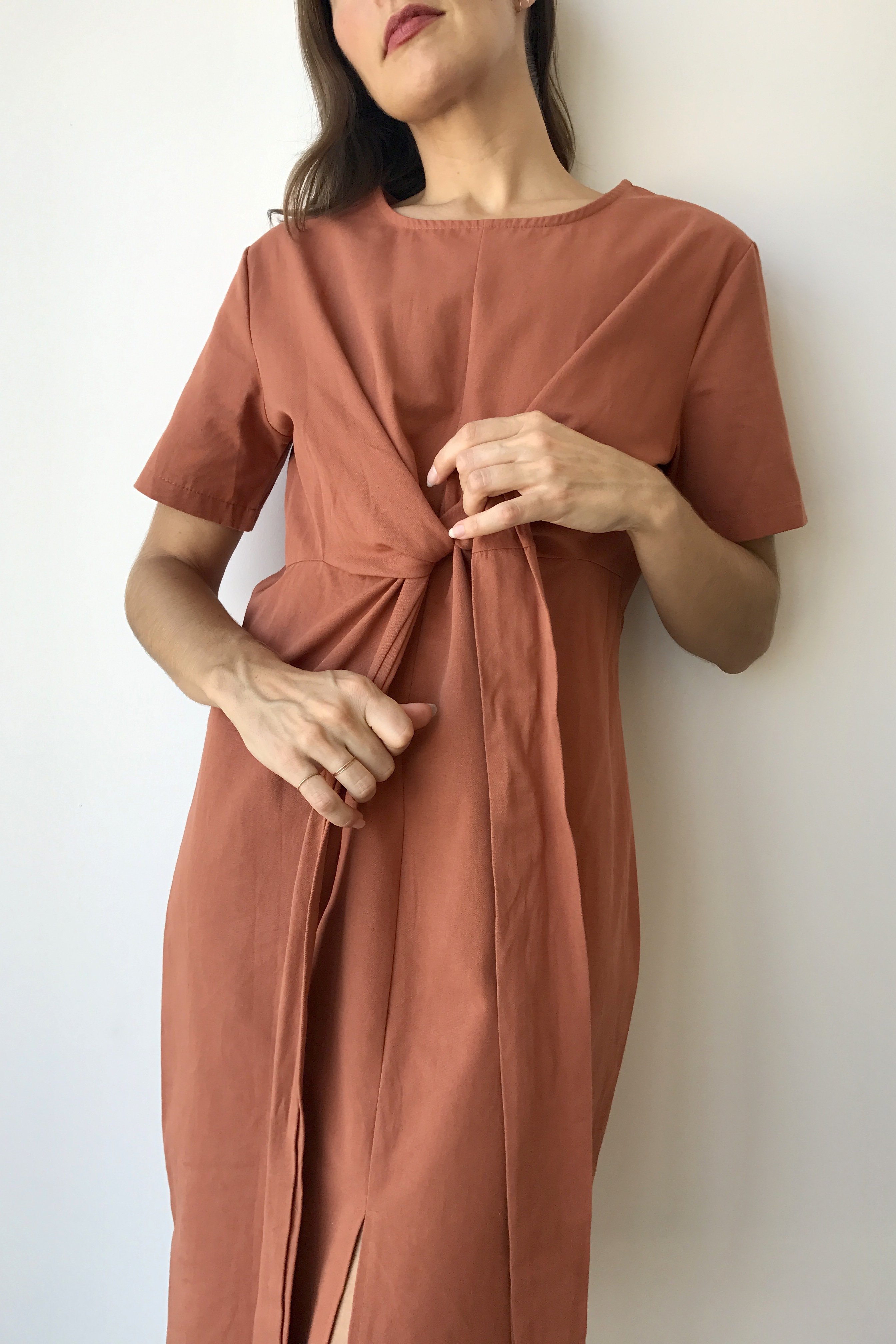 Mixed Business Terra Cotta Tie Dress Garmentory