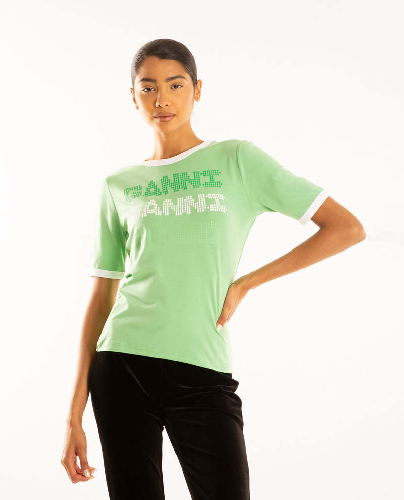 トップス GANNI Light Stretch Jersey-T-shirts Ganni Light Stretch Jersey Ganni Fitted Tshirt - Peapod