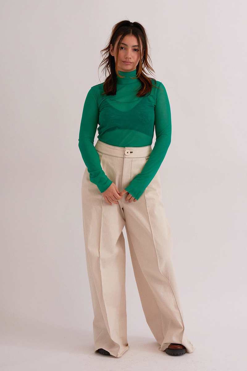 Eliza Faulkner Wave Mesh Turtleneck - Teal