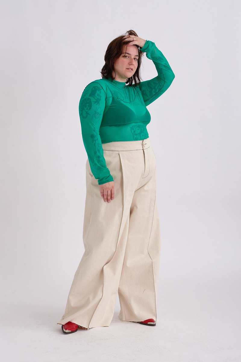 Eliza Faulkner Wave Mesh Turtleneck - Teal