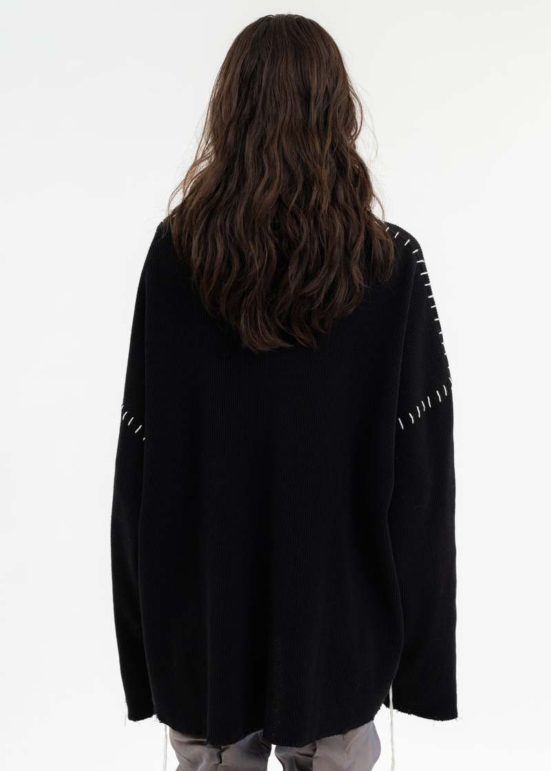 DISCOVERED DAMAGE WAFFLE HI NECK CUTSEWN - Black | Garmentory