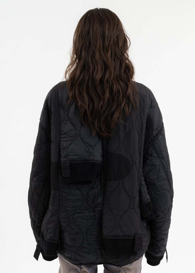 Mihara Yasuhiro Sleeve Docking Quilting Bomber Jacket - Black
