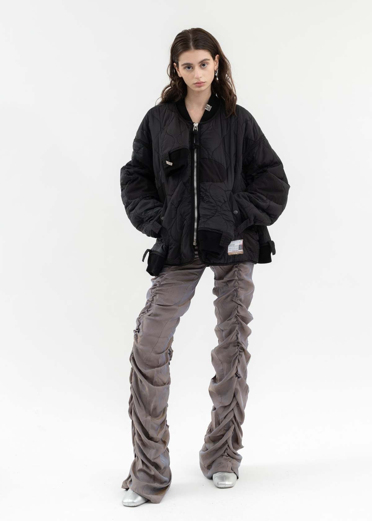 Mihara Yasuhiro Sleeve Docking Quilting Bomber Jacket - Black