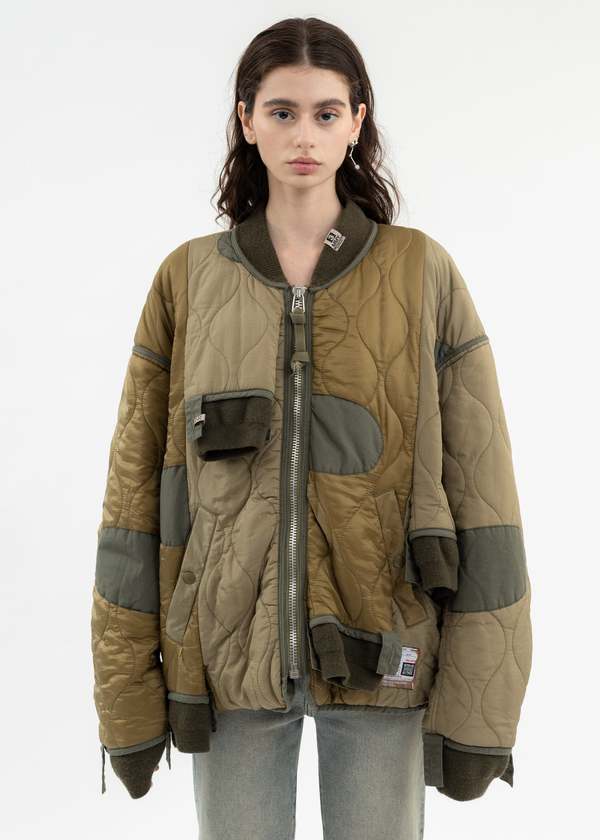 Mihara Yasuhiro Sleeve Docking Quilting Jacket - Khaki | Garmentory